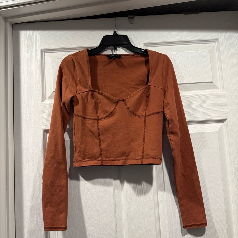 Forever 21 Terracotta Long Sleeve Crop Top. Size Medium.